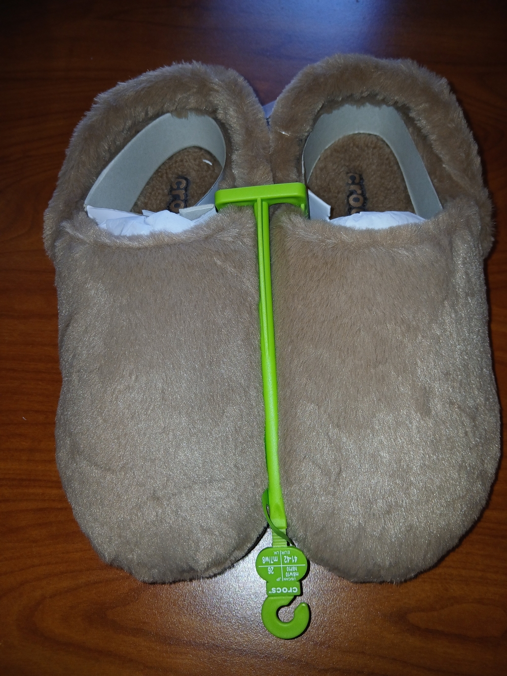 CROCS Plush Clog Slippers in Light Brown